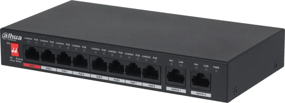 Dahua PFS3010-8ET-96-V2 PoE Switch - 8 Poorten 802.3af/at - Zwart