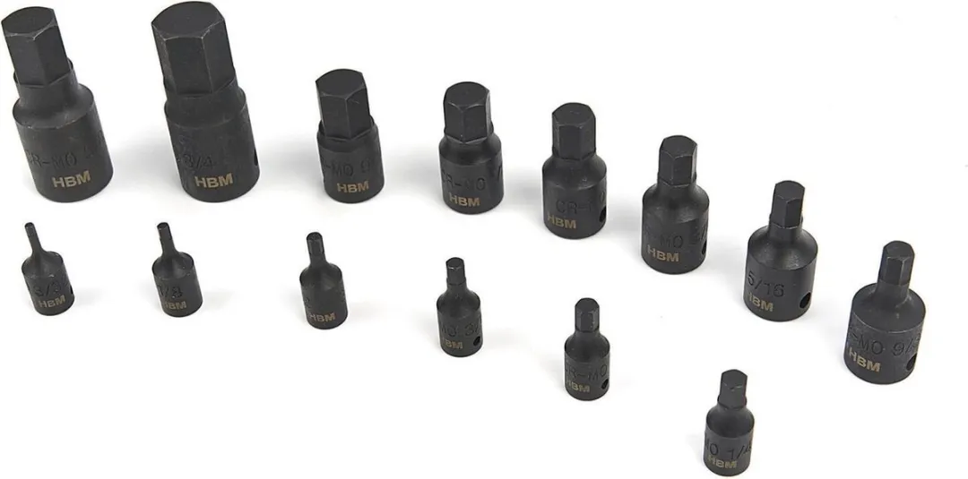 HBM Kracht Inbus Doppenset 14-delig - Inch maten - Zwart
