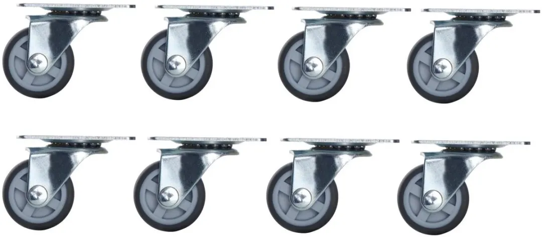 Parkside Transportwielen Zwenkwieltjes 8 Stuks - Grijs/Verzinkt