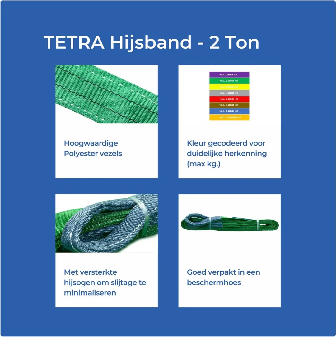 TETRA Tools WSB Hijsband 2 Ton - 2m - Groen