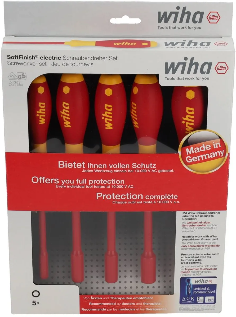 Wiha 322 K5 SoftFinish Zeskantdopsleutelset 5-delig