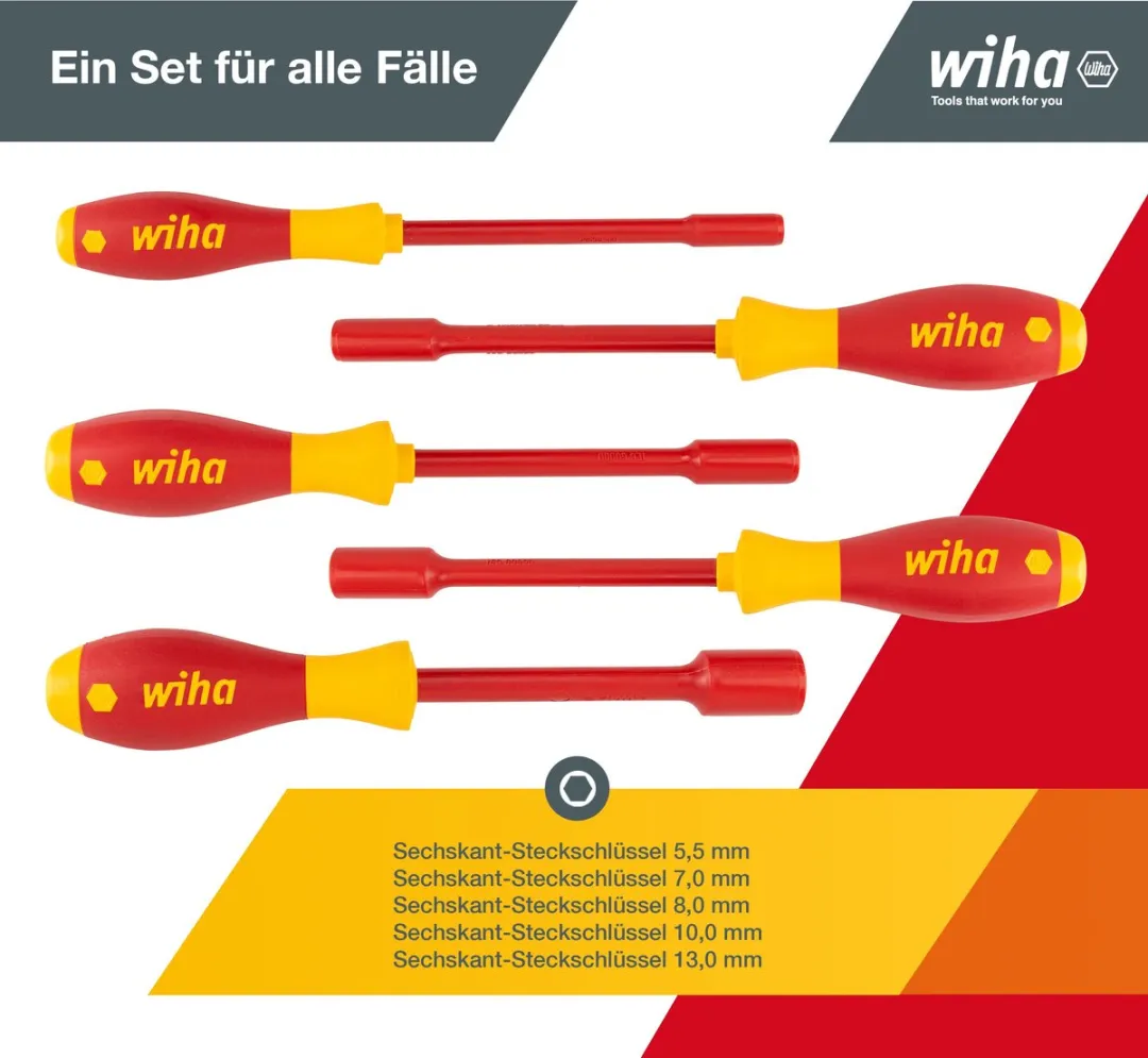 Wiha 322 K5 SoftFinish Zeskantdopsleutelset 5-delig