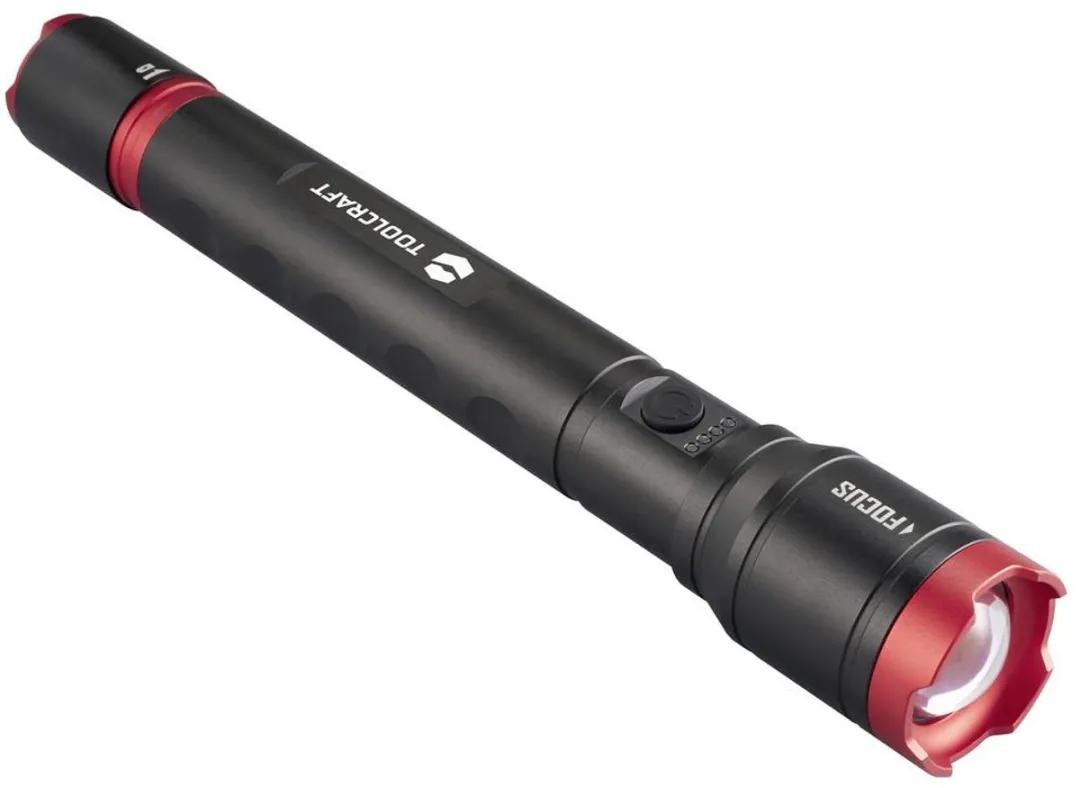 TOOLCRAFT LED Handlamp AA/USB - Instelbare puntgrootte - Zwart