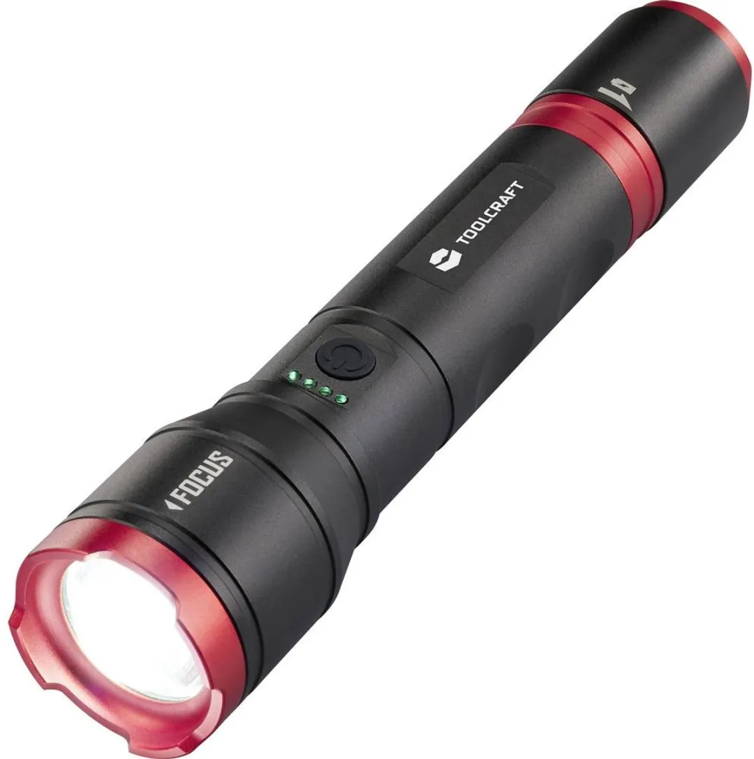 TOOLCRAFT LED Handlamp AA/USB - Instelbare puntgrootte - Zwart