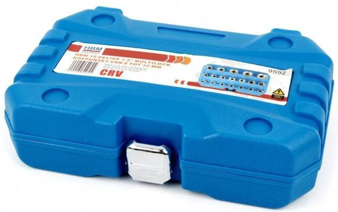 HBM Multilock Doppenset 1/2" 8-32mm - 19 Stuks - Blauw