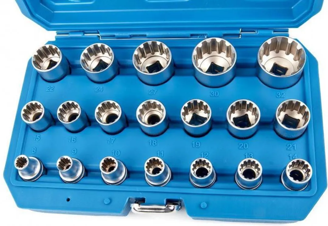HBM Multilock Doppenset 1/2" 8-32mm - 19 Stuks - Blauw