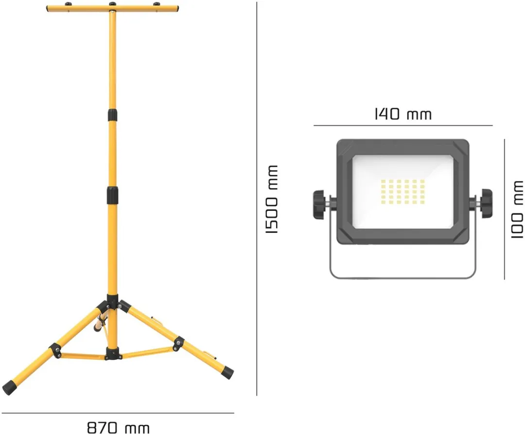 LEDVION LV50053 Bouwlamp Set - 2x 20W 6500K - IP65 - Zwart - afbeelding 3 van 6