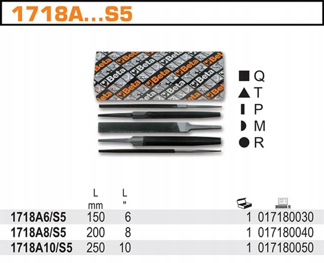 Beta 5-delige Semi-gladde schroevenset 150mm