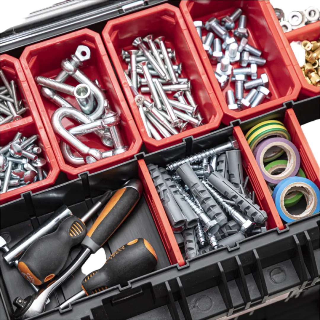 Toolbrothers RHINO XL Gereedschapskoffer ECO Handling+ L - IP66 - Rood/Zwart - afbeelding 4 van 6
