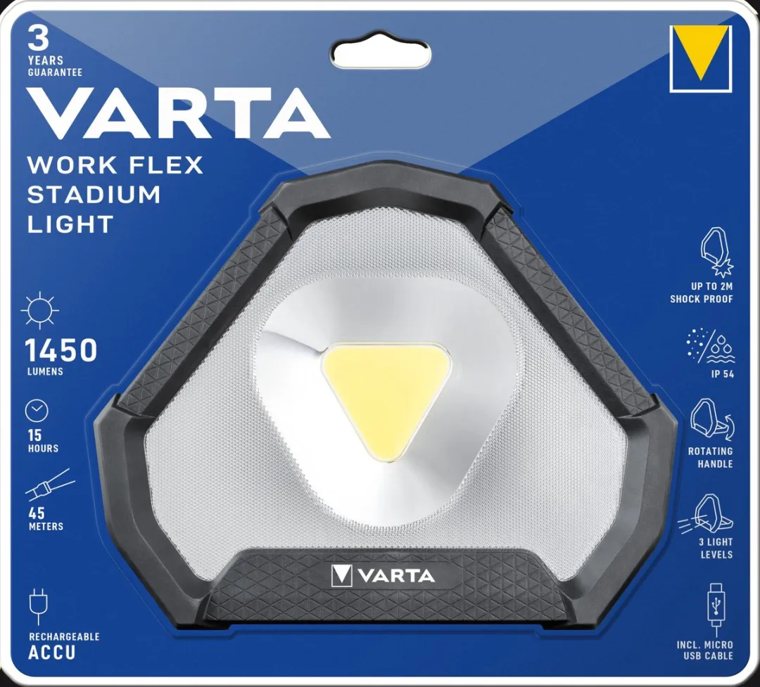 Varta Work Flex Stadium Light 18647101401 Werklamp - Zwart