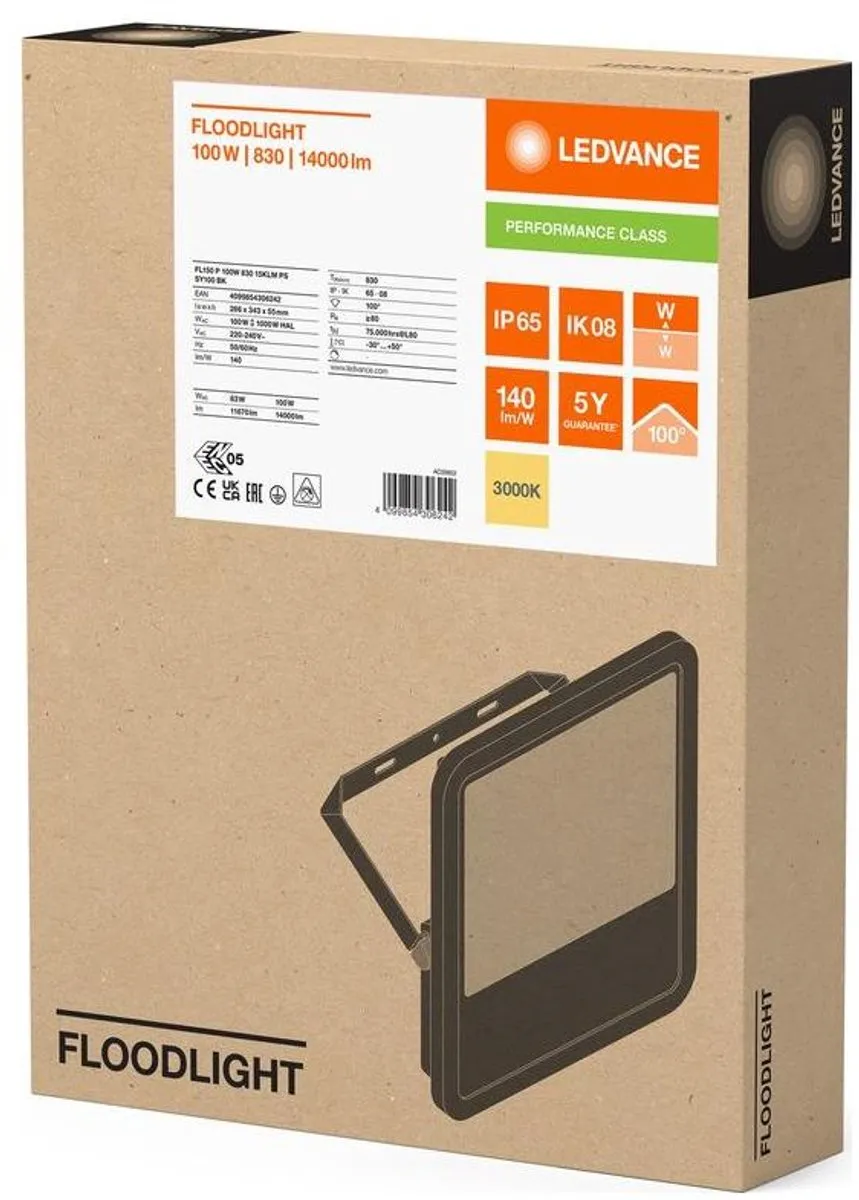 LEDVANCE Floodlight 100W 14000lm Warm Wit - Zwart - afbeelding 3 van 3