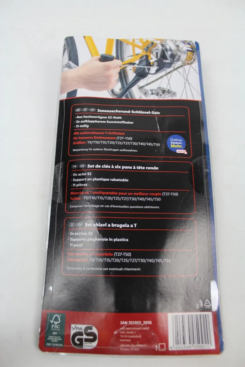 PARKSIDE Torx-sleutelset 11-delig - Zilver/Rood/Zwart