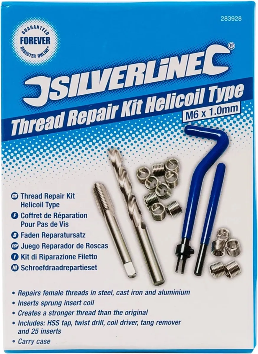 Silverline Schroefdraad Reparatieset M6 x 1.0mm - 30 Stuks