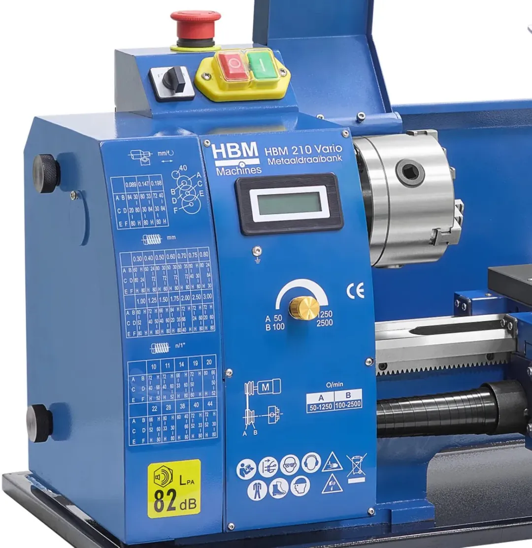 HBM Metaaldraaibank 210x400 Vario 600W - 3-klauwplaat 100mm