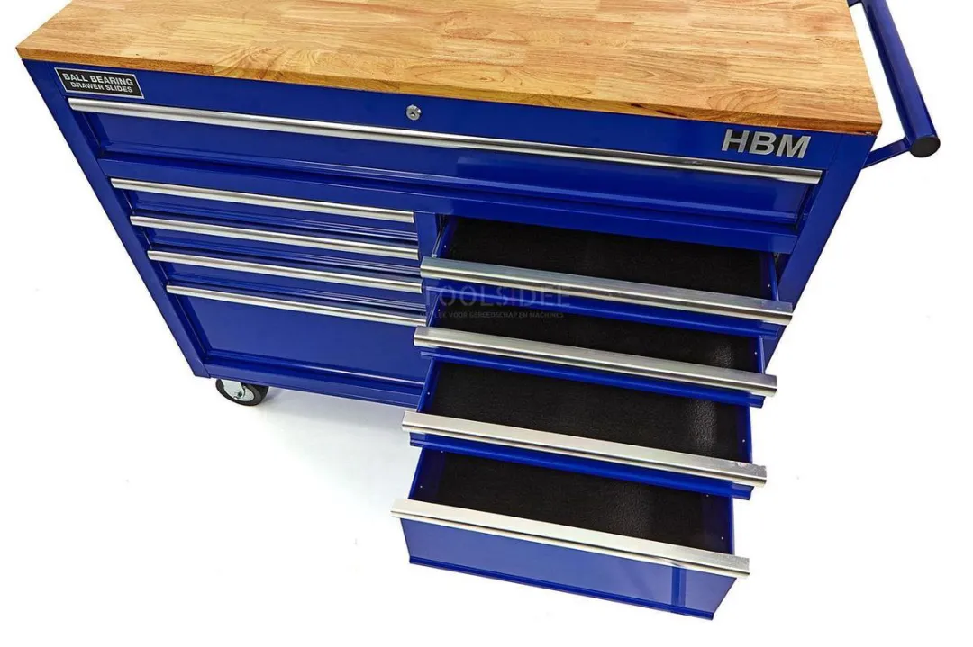 HBM Verrijdbare Gereedschapswagen 117cm - 9 Lades - Blauw