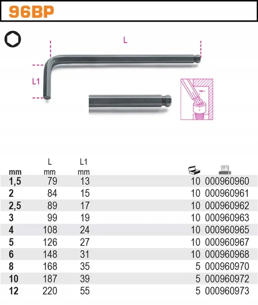 Beta Inbussleutel Kogelkop 2mm