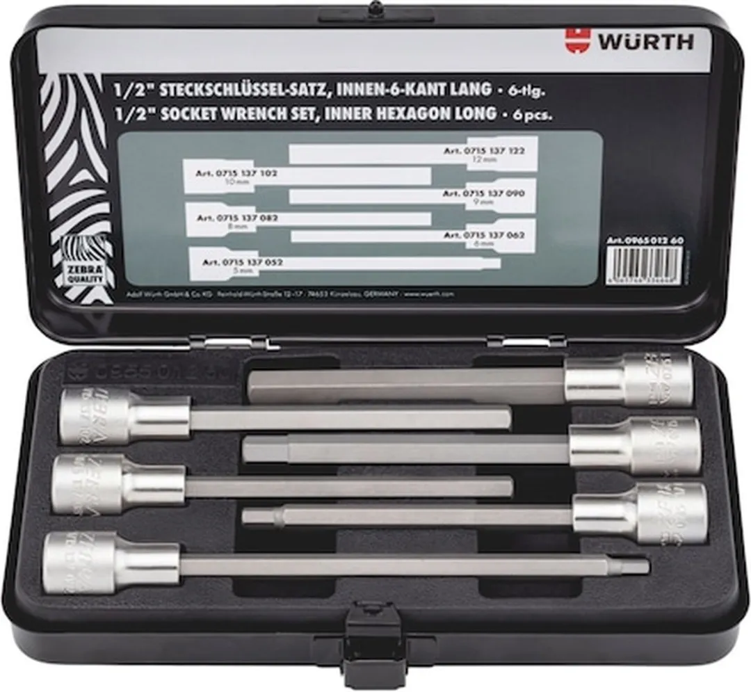 Würth 1/2 inch Binnenzeskant Dopsleutels 6-delig