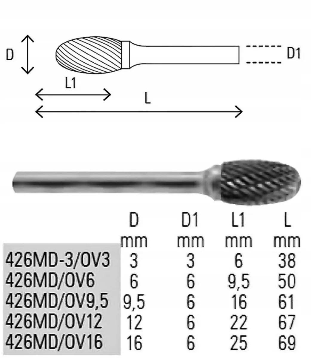 Beta Freesvijl Ovaal 3x6mm - Schacht 3mm
