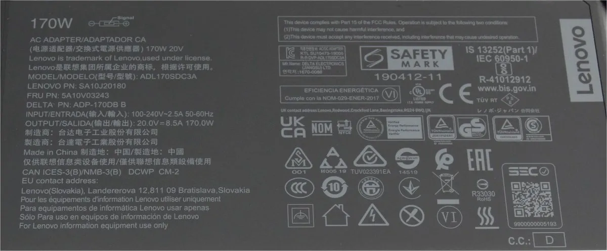 Lenovo SA10R16887 Oplader 170W - Laptop
