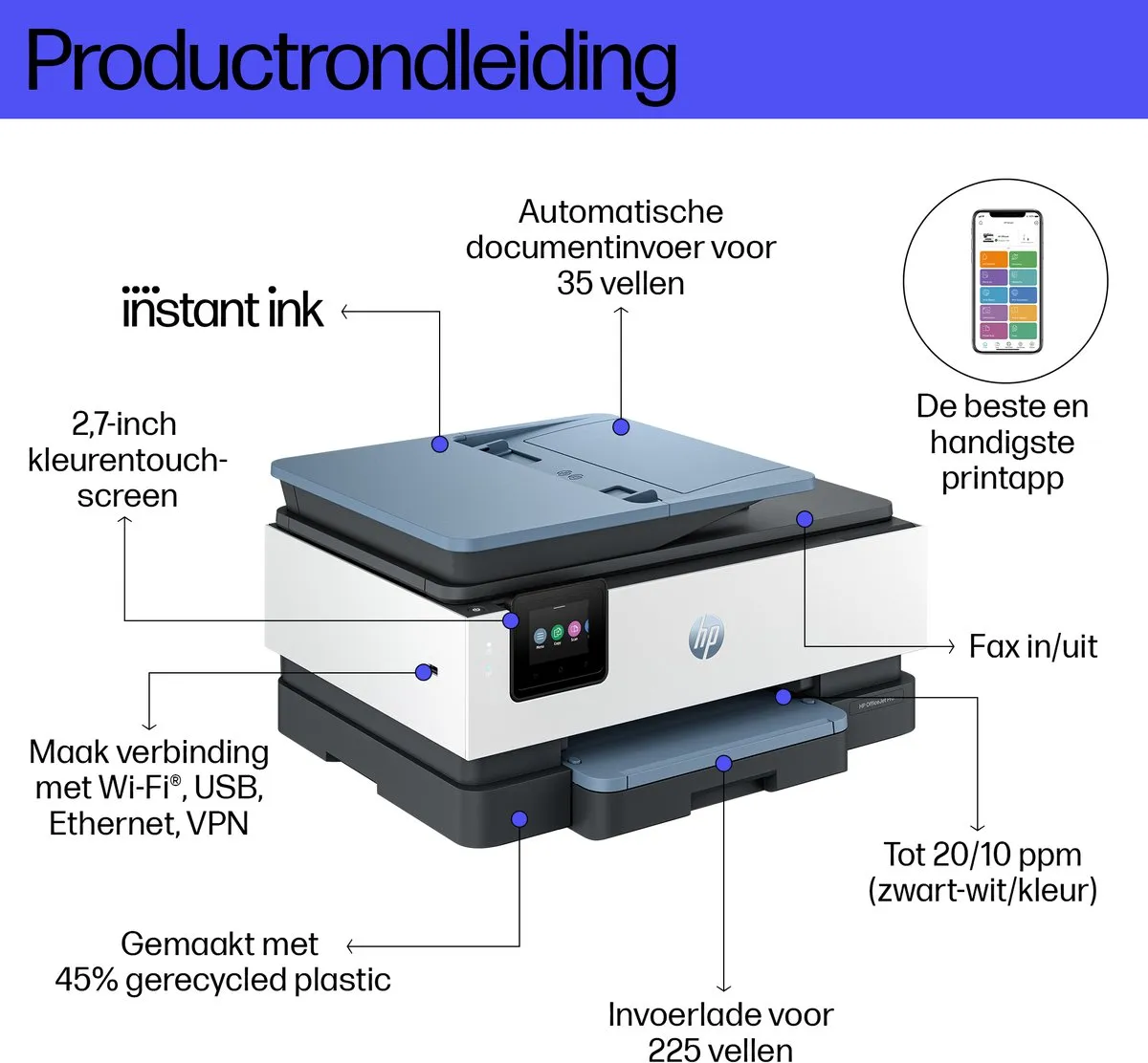 HP OfficeJet Pro 8135e - All-in-One Inkjetprinter - Crater Lake