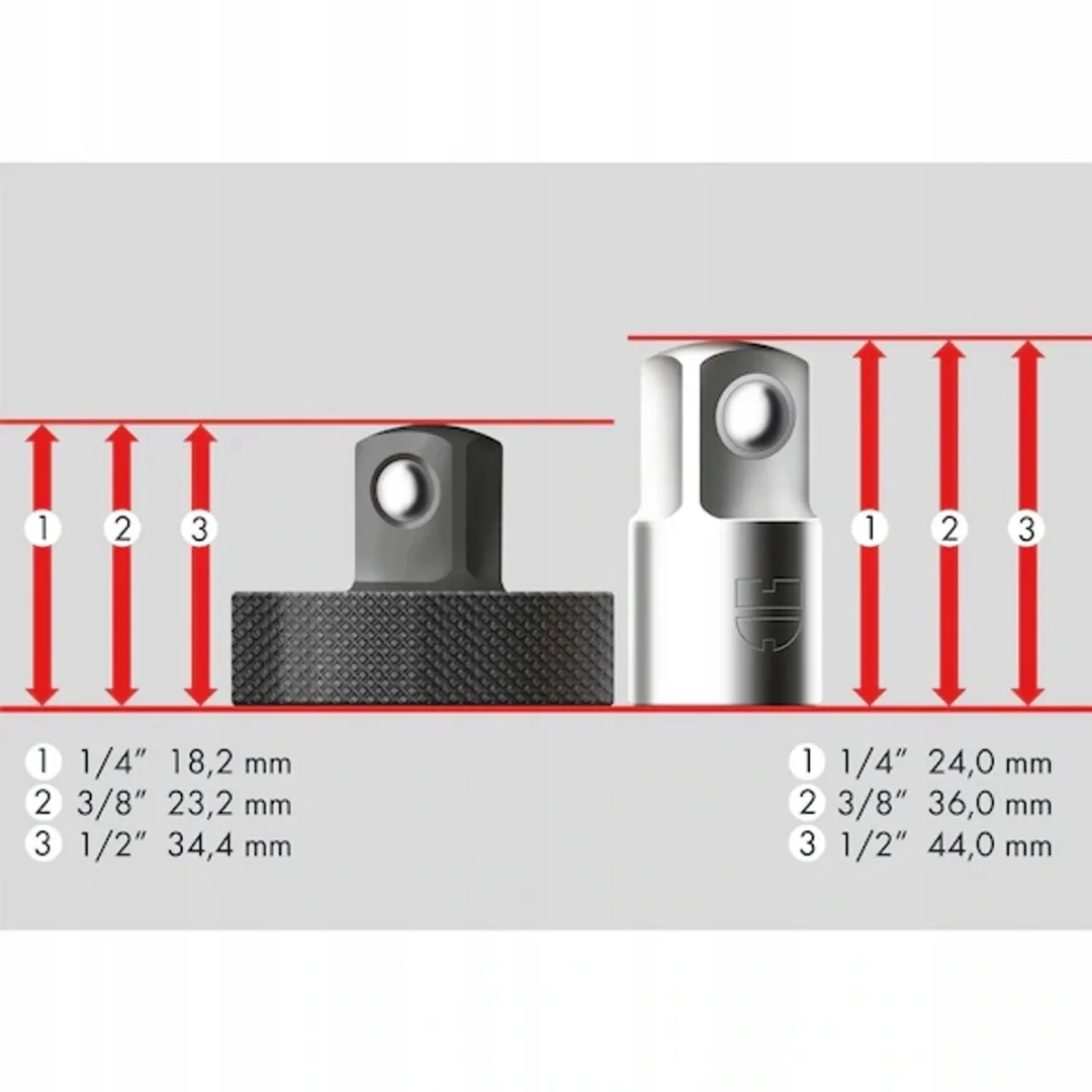 Würth Adapterset 3/8" naar 1/2" & 3/4" - 3 Stuks