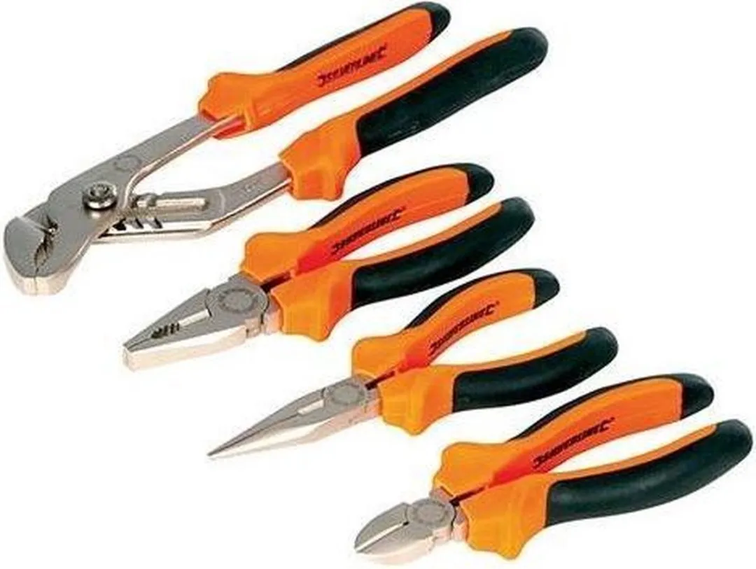 Silverline Tangenset 633832 - 4-delig - Antislip Oranje/Zwart