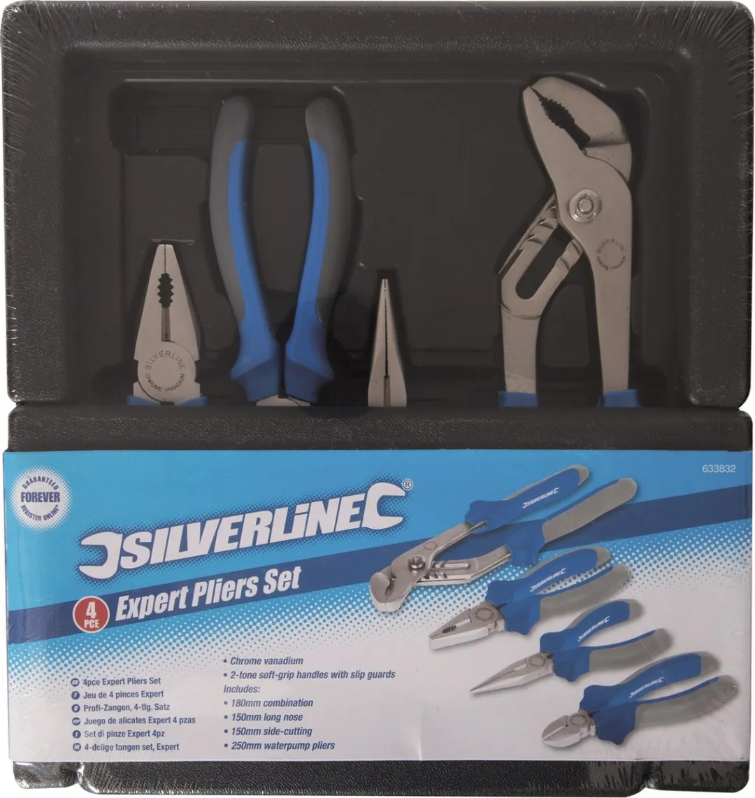 Silverline Tangenset 633832 - 4-delig - Antislip Oranje/Zwart