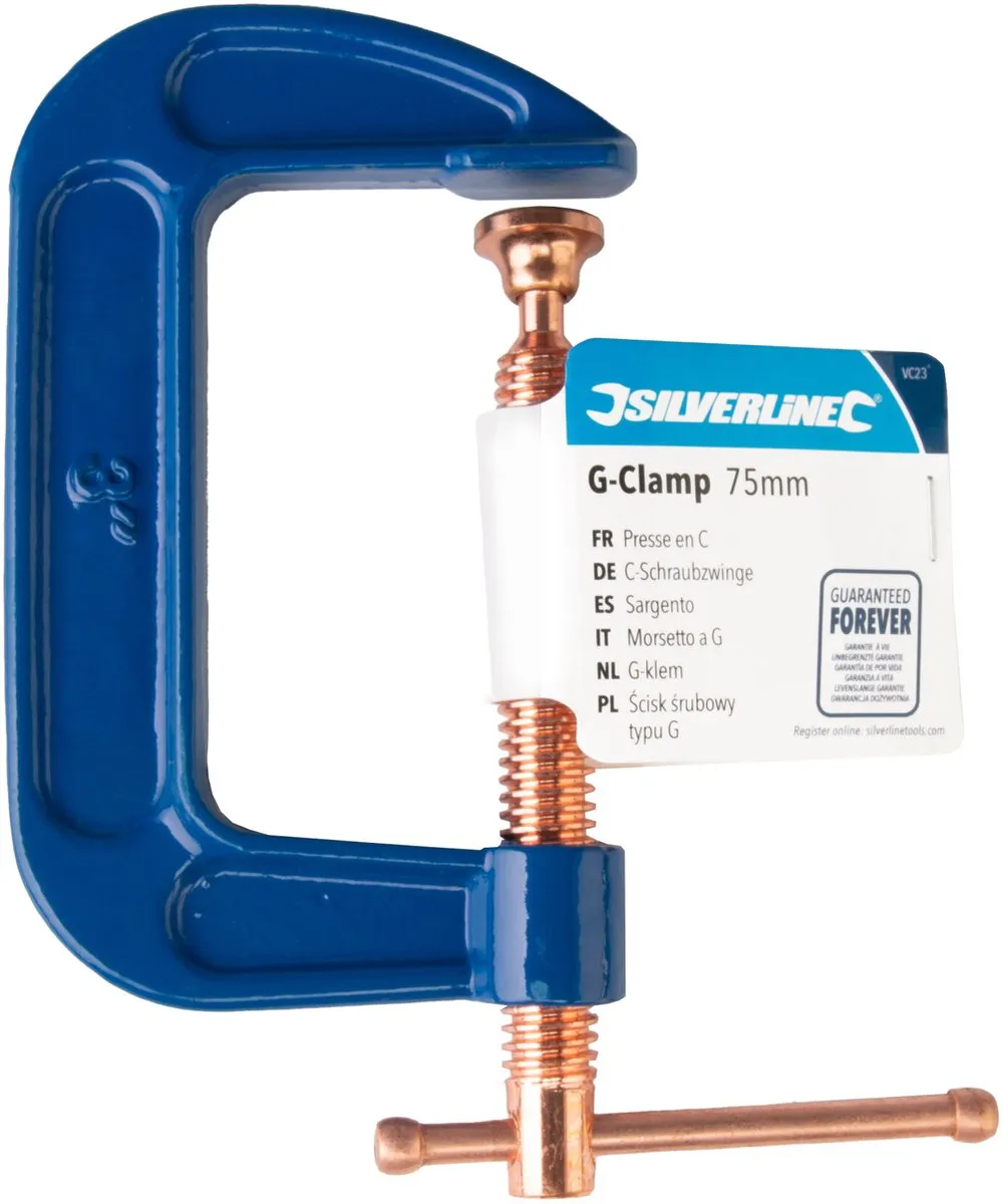 Silverline G-klem 75mm Gietijzer - T-handvat