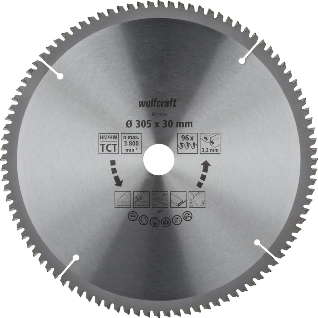 Wolfcraft Lila Zaagblad HM 6544000 - Hout Ø305mm 96T