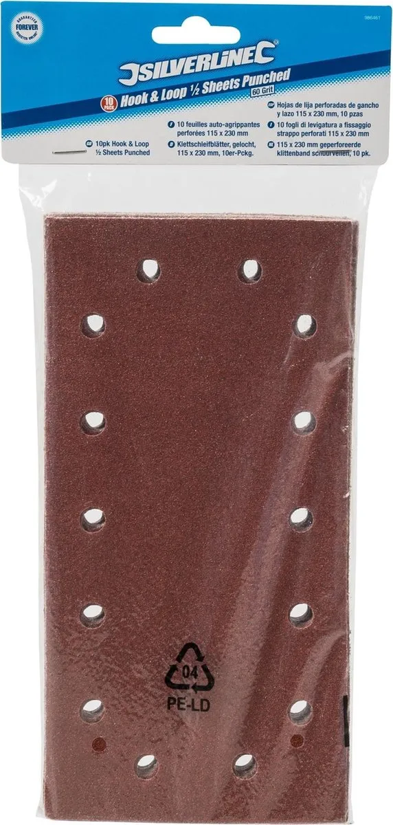 Silverline Geperforeerde Klittenband Schuurvellen 60 - 115x230mm - 10 Stuks