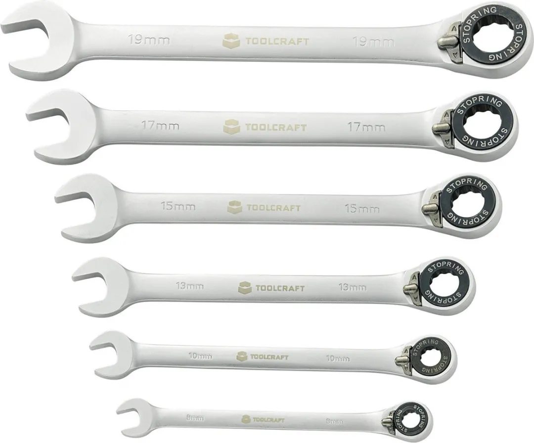 TOOLCRAFT 824124 Steek-ringratelsleutelset 6-delig 8-19mm