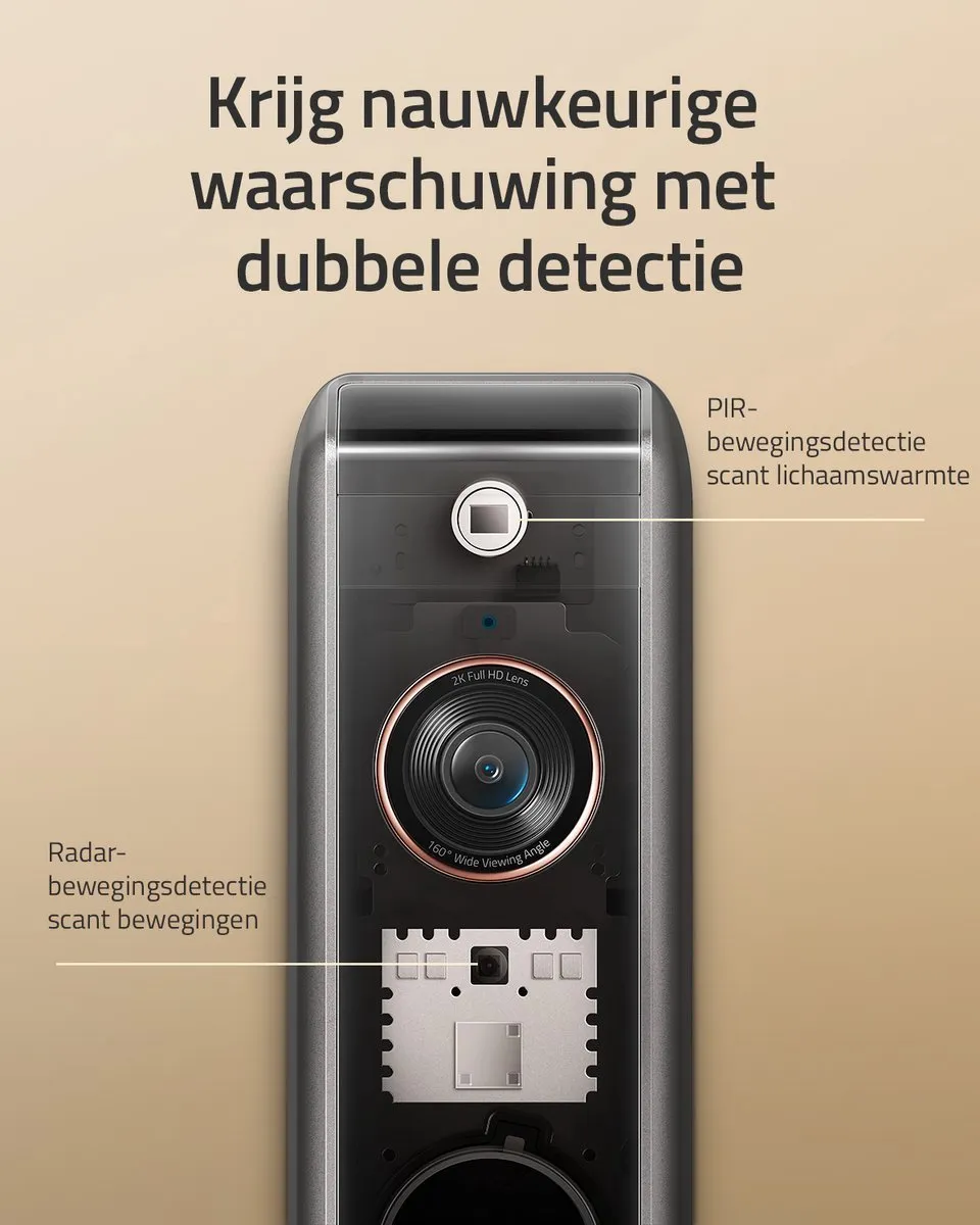 Eufy Video Deurbel Dual 2 Pro + 2x EufyCam 2C - 50 Ontvangers - Zwart/Wit