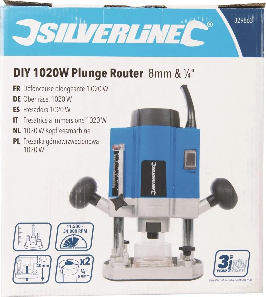Silverline 1020W Bovenfrees - Blauw/Zilver/Zwart