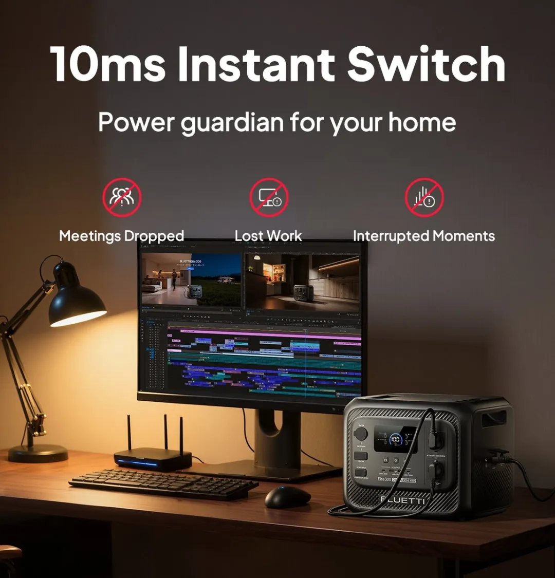 BLUETTI Elite 300 Zonnegenerator 3014.4Wh- 2400W- Draagbaar stroomstation(Nieuw model 2026) met 350W zonnepaneel PV350-voor Camping-Car, Kamperen, Reizen