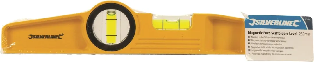 Silverline Steigerbouwers waterpas - 2 libellen - magnetische basis - 250 mm - aluminium