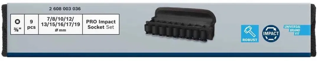 Bosch Professional PRO Impact Krachtdoppenset 9-delig 2608003036 - Zwart/ Groen