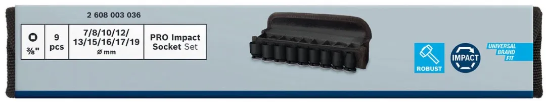 Bosch Professional PRO Impact Krachtdoppenset 9-delig 2608003036 - Zwart/ Groen