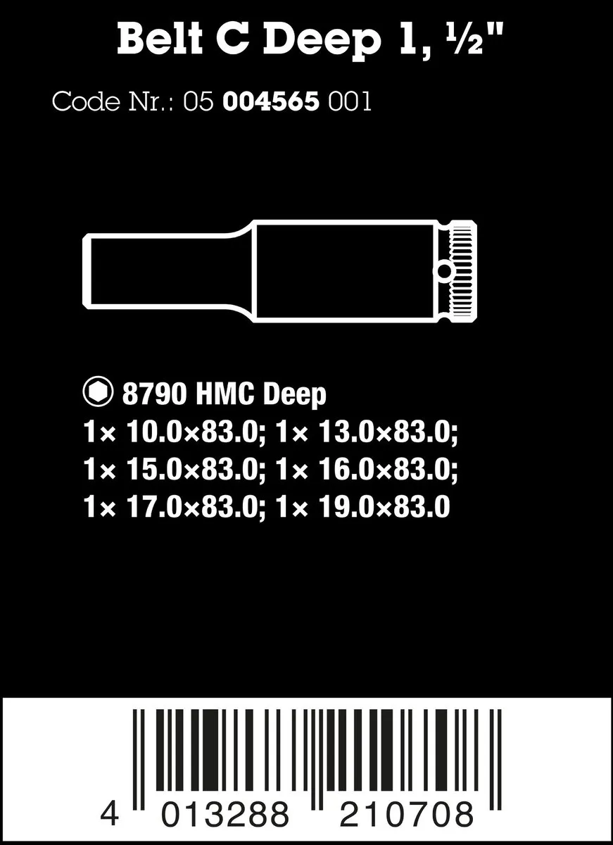 Wera 5004565001 Belt C Deep 1 6-delige Doppenset - 1/2"
