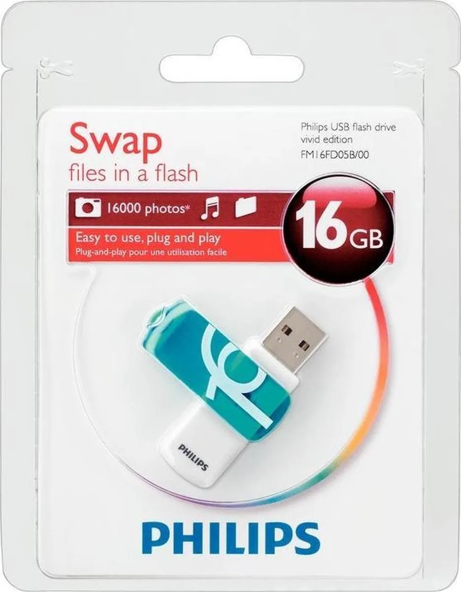 Philips Vivid Edition FM16FD05B USB-stick 16GB - Ocean blue - afbeelding 6 van 6