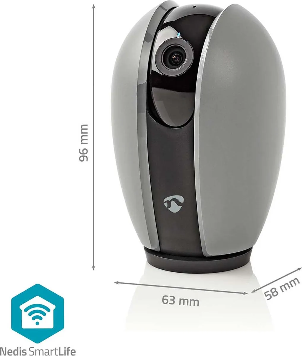 Nedis SmartLife WIFICI21CGY Binnencamera Full HD 1080p - Pan/Tilt - Nachtzicht