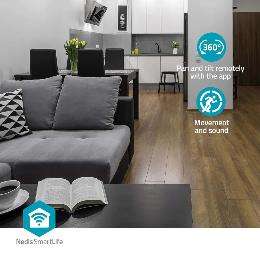 Nedis SmartLife WIFICI21CGY Binnencamera Full HD 1080p - Pan/Tilt - Nachtzicht