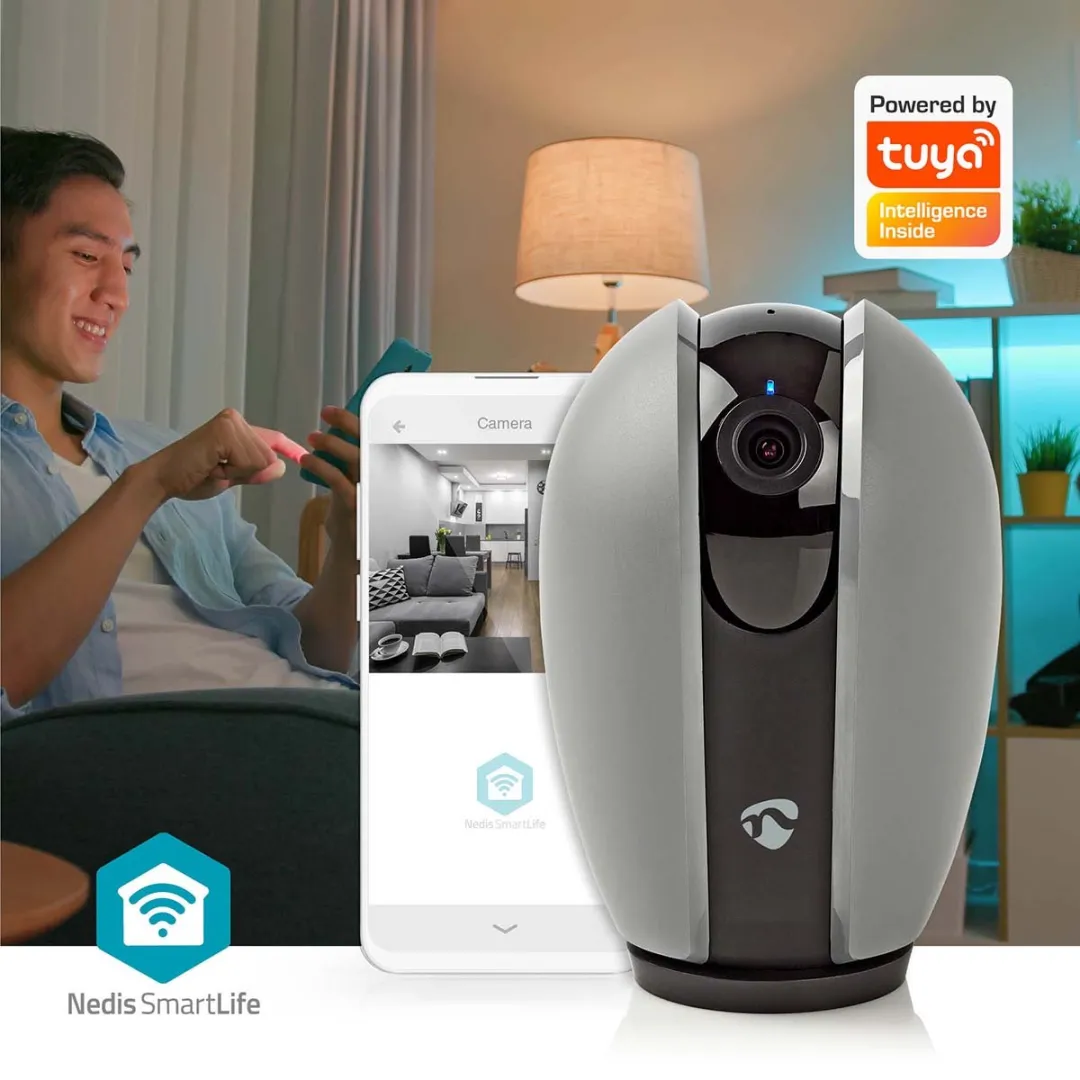 Nedis SmartLife WIFICI21CGY Binnencamera Full HD 1080p - Pan/Tilt - Nachtzicht