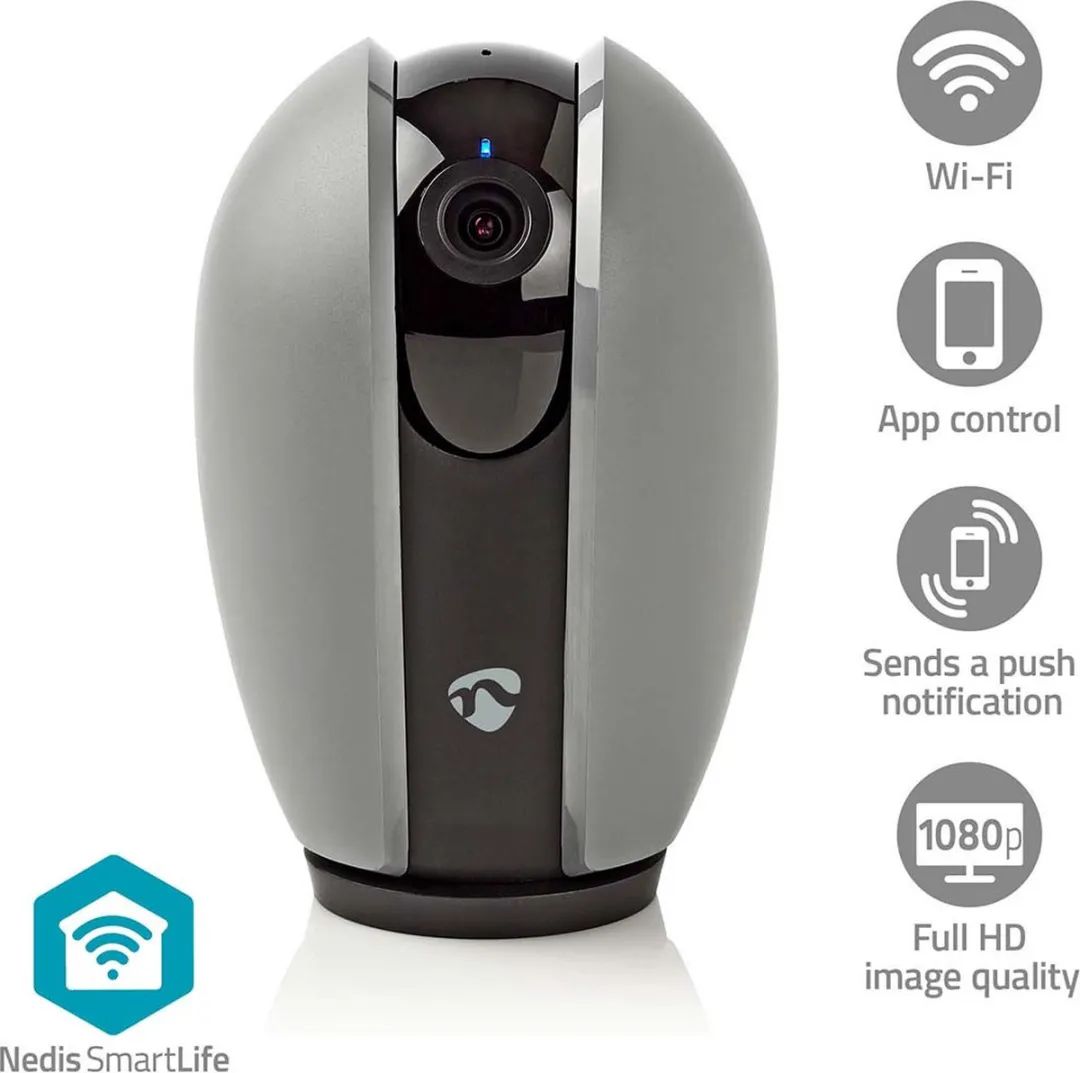 Nedis SmartLife WIFICI21CGY Binnencamera Full HD 1080p - Pan/Tilt - Nachtzicht