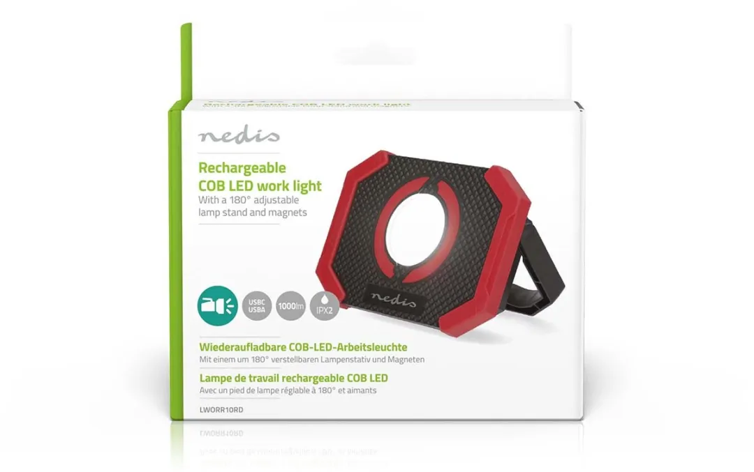 Nedis LWORR10RD Bouwlamp LED Werklamp - 1000 Lumen - Zwart