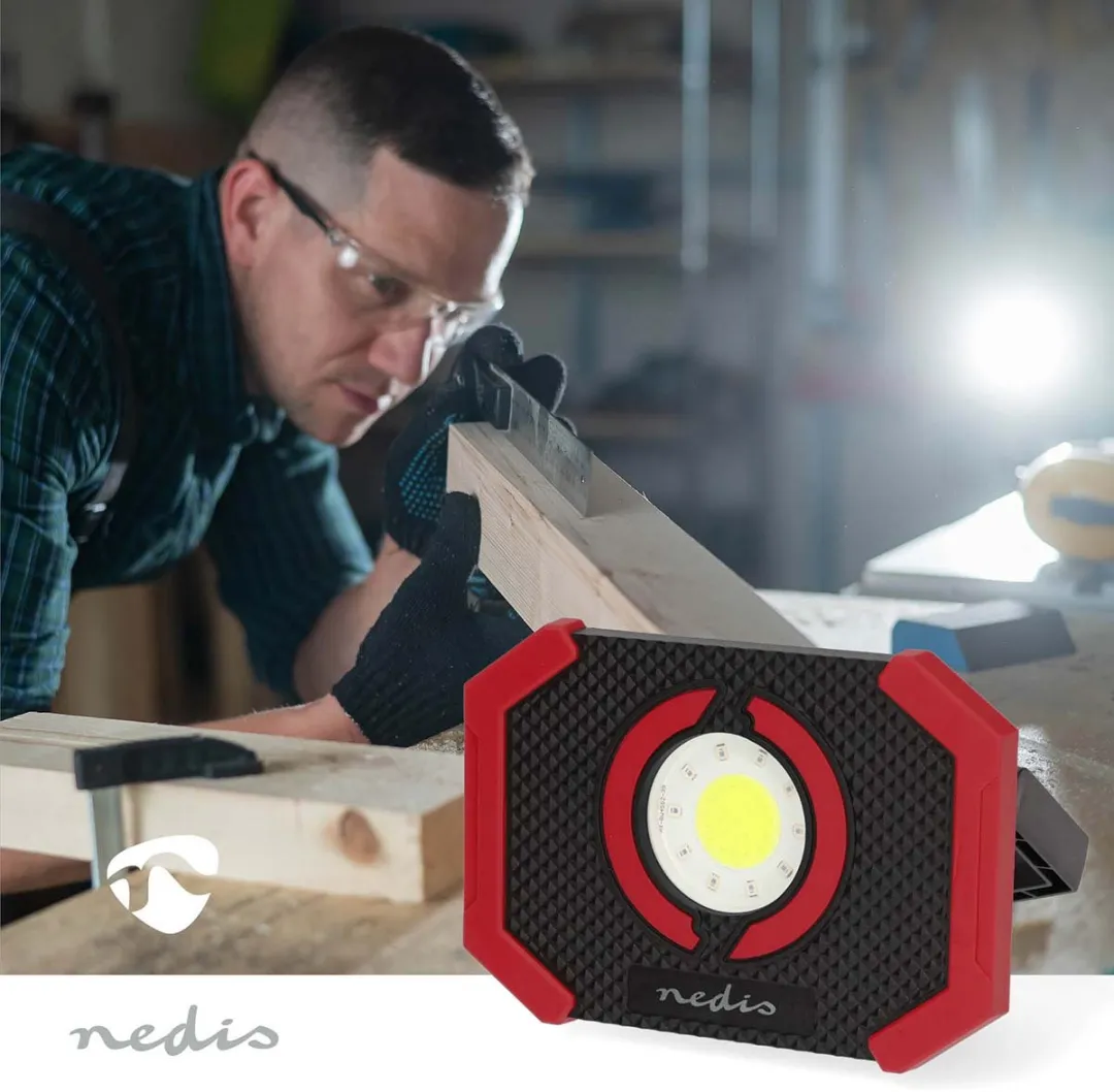 Nedis LWORR10RD Bouwlamp LED Werklamp - 1000 Lumen - Zwart