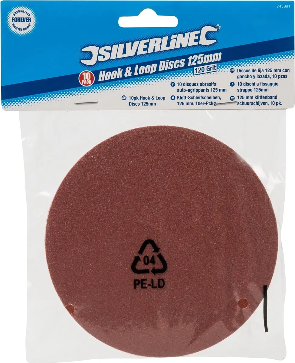 Silverline Klittenband Schuurschijven Ø125mm Korrel 120 - 10 Stuks