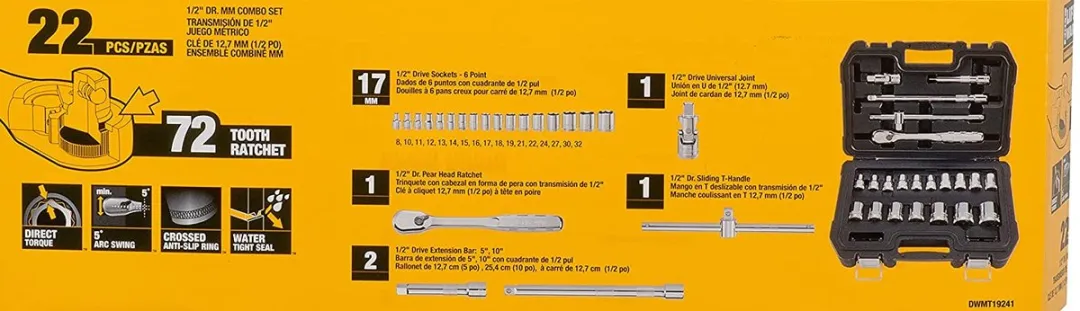 DeWalt DWMT19241-1 Dopsleutelset 1/2" - 22 Stuks
