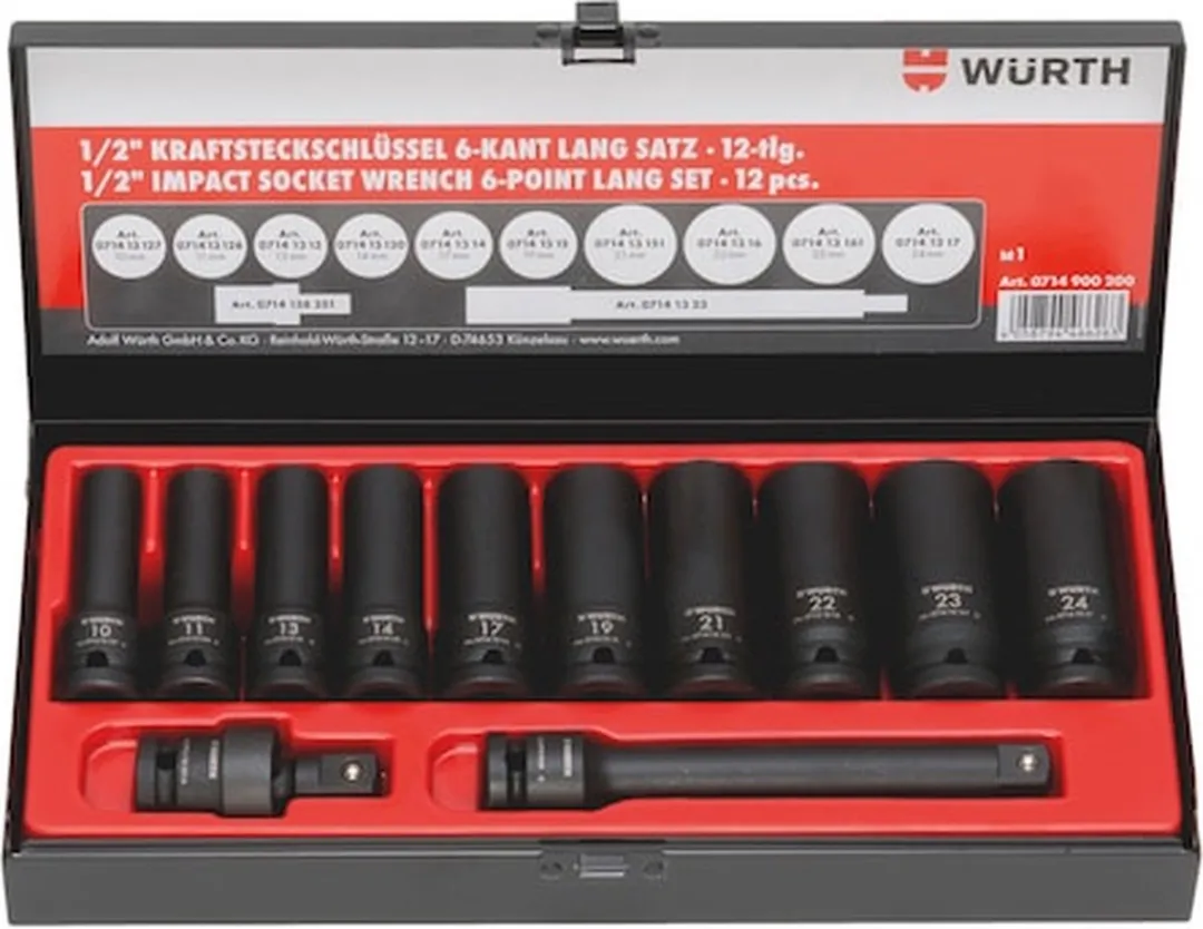 Würth 1/2 inch Krachtdoppenassortiment 12-delig
