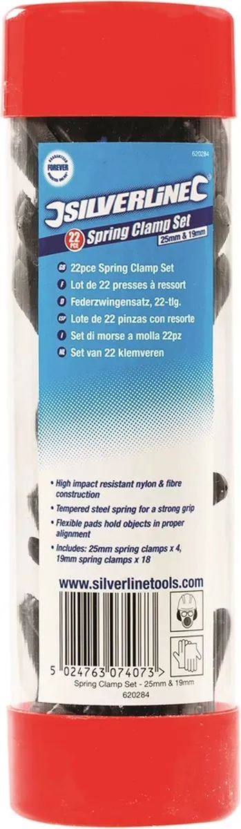 Silverline Veerklemmen Set 22-delig - 25mm & 19mm