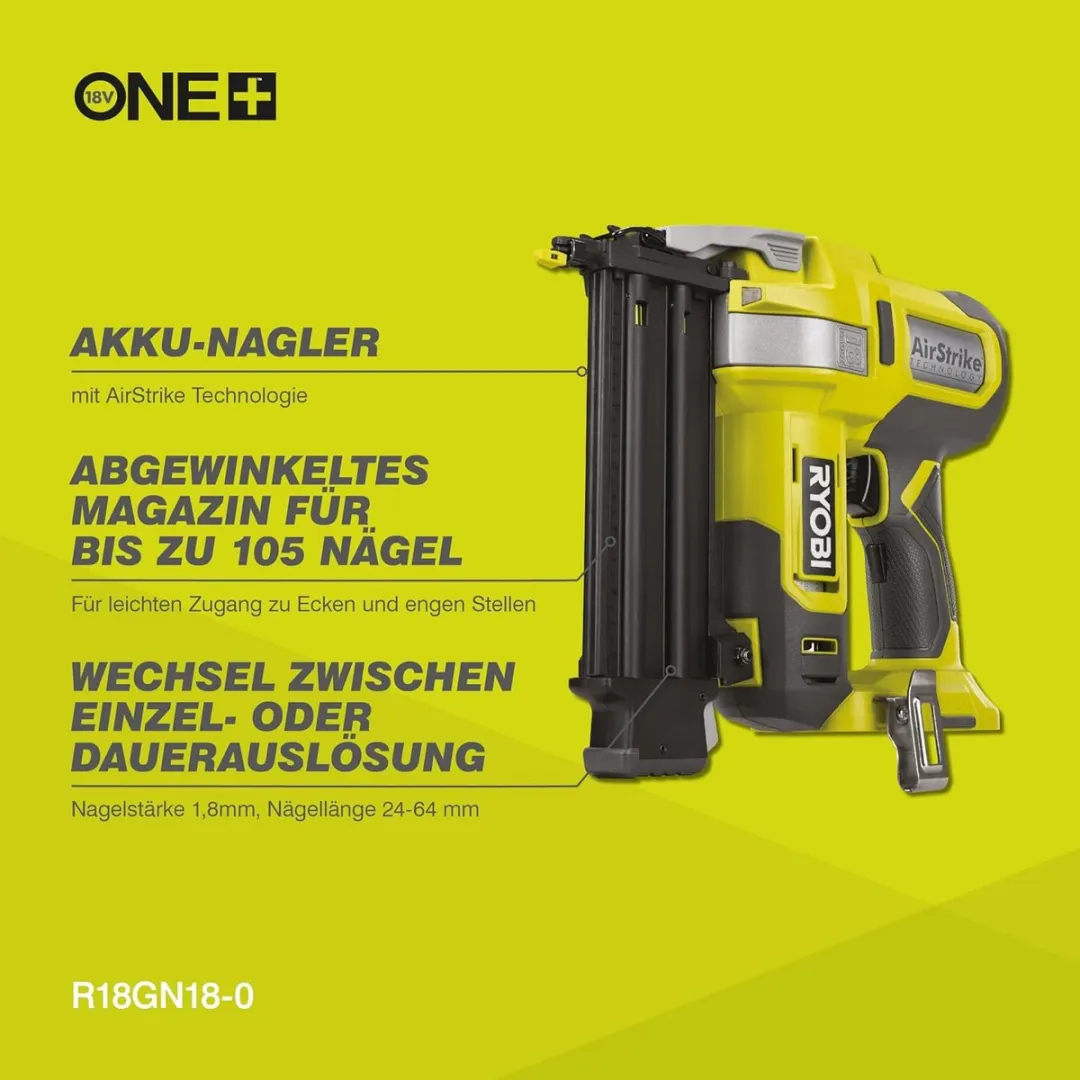 Ryobi 18V ONE+ R18GN18 Spijkermachine - 105 Stuks - 15-50mm